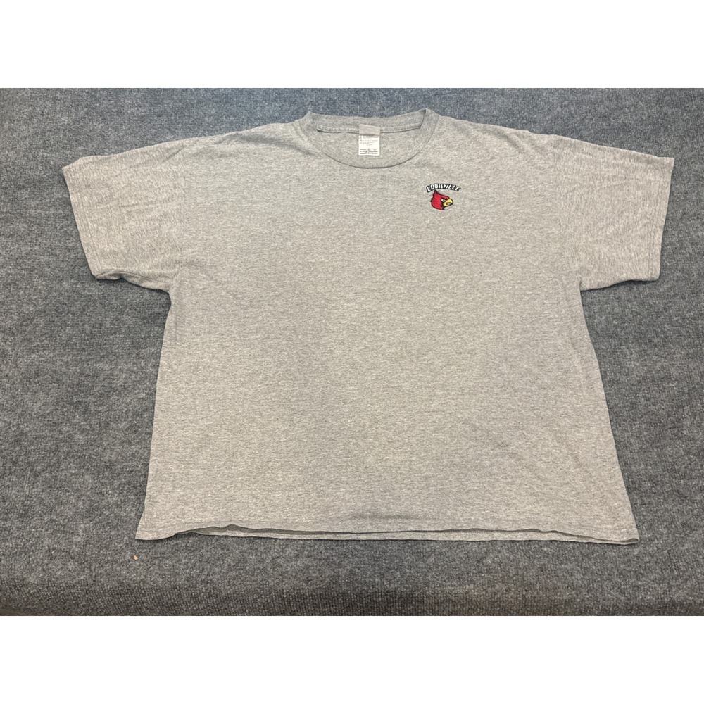 Louisville Cardinals Embroidered T-Shirt Mens XL Grey Heather Delta - Knit in US